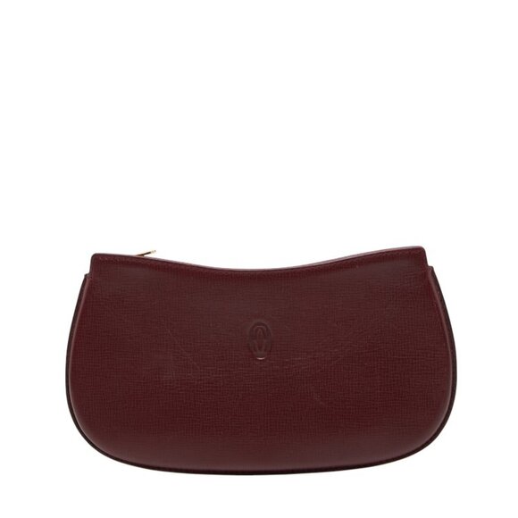 Cartier Must Line Pouch Bordeaux Wine Red Leather Women's CARTIER